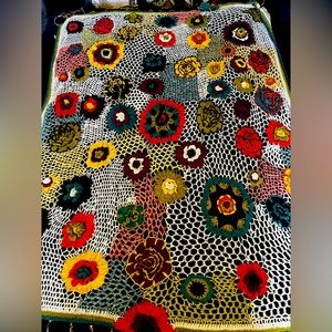 Anthropologie Quirky Crochet Floral Throw!